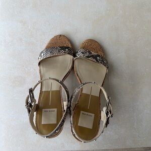 Dolce Vita Snake Print Sandals in Brown and Cream